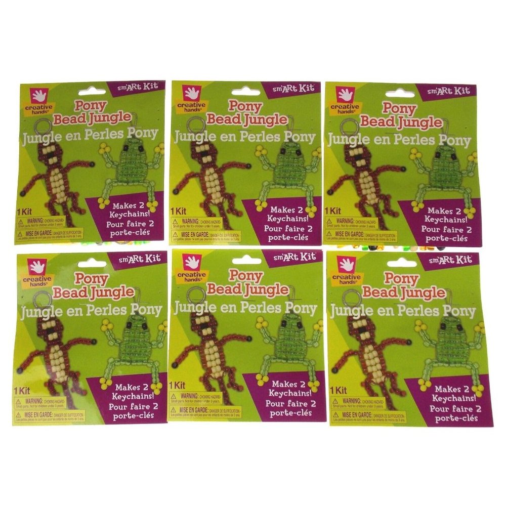Keychains Creative Hands Pony Bead Jungle Smart Kit Makes 2 Set of 6 Kits Craft